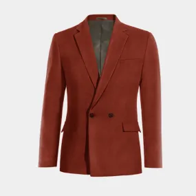 Veste croisée brun rougeâtre en velours côtelé slim fit